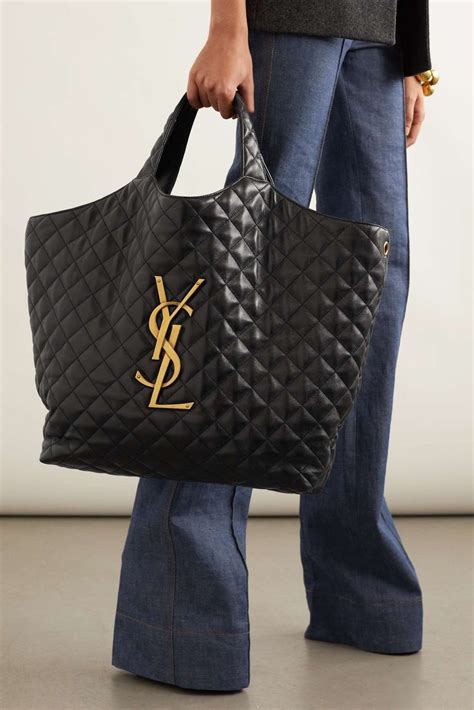 ysl black leather tote|saint laurent large shopping tote.